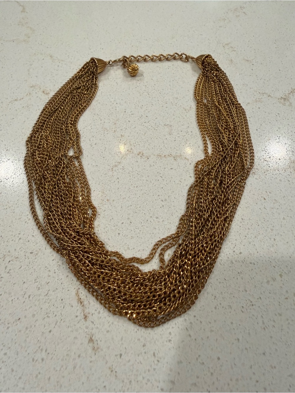 Vintage Gold Multi-Strand Chain Necklace - Women's Jewelry